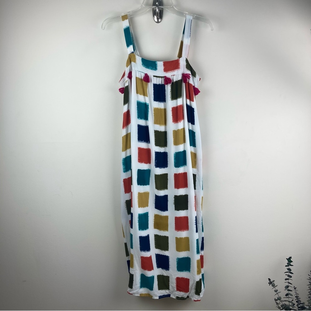 THML  vibrant maxi dress with tassels size small vacation tropical Summer Boho